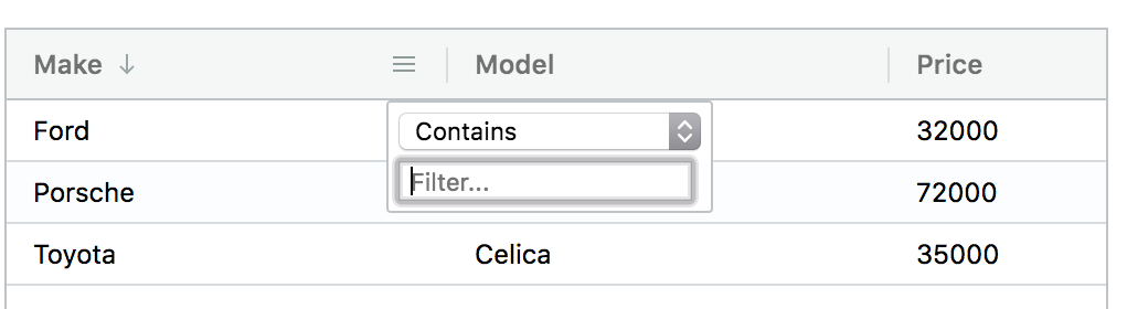 ag-Grid sorting and filtering