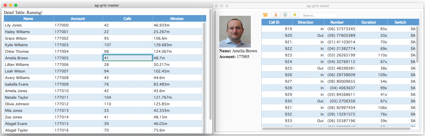 Openfin MasterDetail Multi Application Example