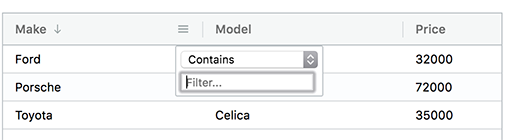 ag-Grid sorting and filtering