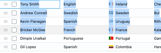 Cell Text Selection