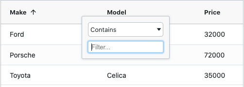 ag-Grid sorting and filtering