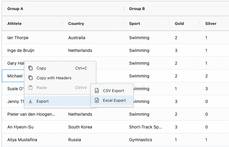 Excel Export