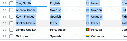 Cell Text Selection