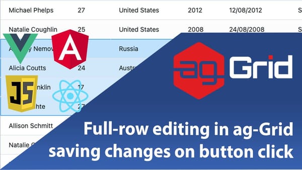 Full-row editing in ag-Grid committing changes on a button click