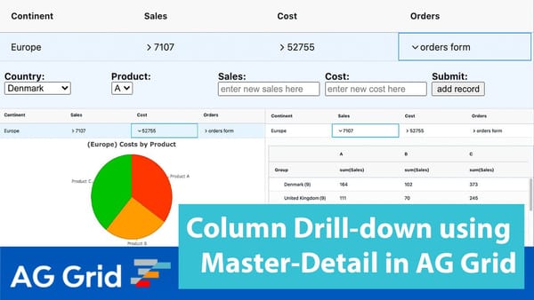 Column Drill-down using Master-Detail in AG Grid