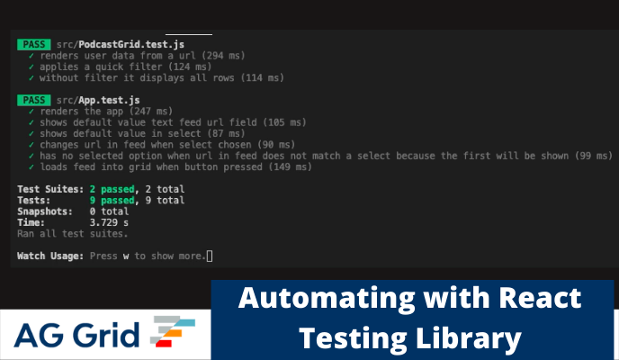 Using React Testing Library with AG Grid
